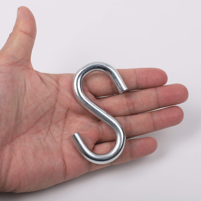 F Flammi Flammi 2 Pack Heavy Duty S Hooks for Hanging Hammock Stand Swing Plants, Max 500 Lbs, 3 Inch Long 5/16 Inch Thick Strong Galvanized Utility Hooks - Image 3
